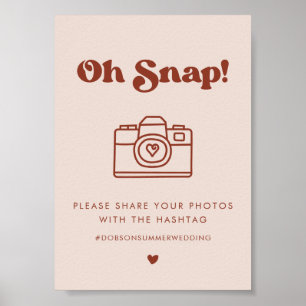Stilvolles Retro-Rosafarbenes Oh Snap Hochzeit Has Poster