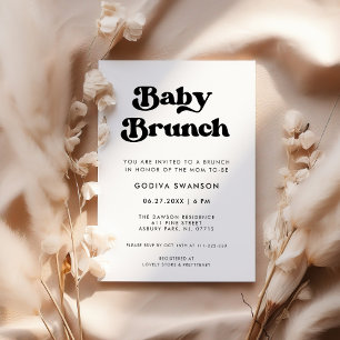 Stilvolles Retro-Schwarz-Weiß-Baby-Brunch Einladung