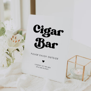 Stilvolles Retro-Schwarz-Weiß-Hochzeit Zigar Bar Sockelschild