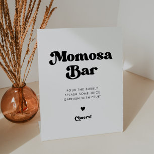 Stilvolles Retro-Schwarz-Weiß Momosa Bar Sockelschild