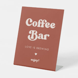 Stilvolles Retro Terracotta Wedding Coffee Bar Sockelschild