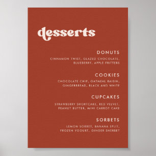 Stilvolles Retro Terracotta Wedding Dessert Bar Poster