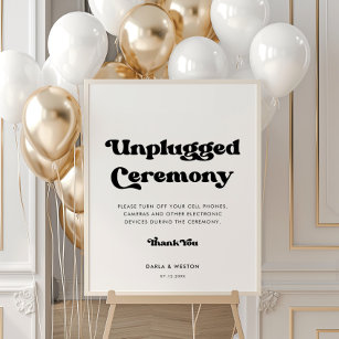 Stilvolles Retro Unplugged Zeremonie Hochzeitspost Poster