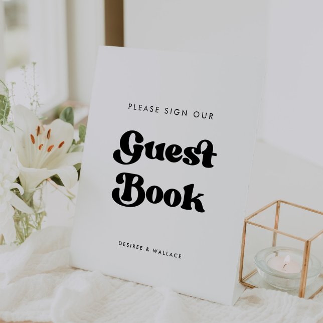 Stilvolles Retro Unterschreiben Sie unser Gästebuc Sockelschild (Von Creator hochgeladen)