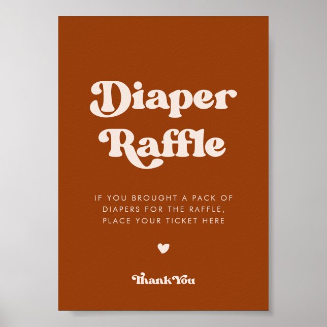 Stilvolles Retro-Zeichen Burnt Orange Diaper Raffl Poster (Vorne)