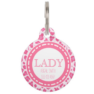 Stilvolles Rosa auf rosa Leopard-Druck Haustiermarke