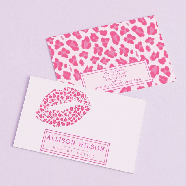 Stilvolles Rosa auf rosa Leoparden drucken | Makeu Visitenkarte (Von Creator hochgeladen)