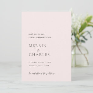 Stilvolles rosa Foto Moderne Hochzeit Save The Date