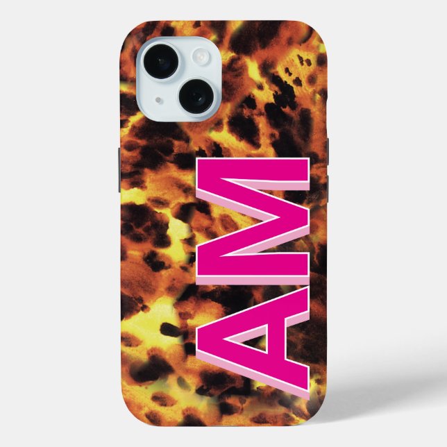 Stilvolles Rosa Monogramm Schildpatt Case-Mate iPhone Hülle (Rückseite)