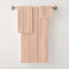 Stilvolles rosa Orange Boho Herringbone-Muster Badhandtuch Set