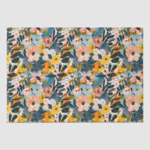 Stilvolles rosa und blaues Abstraktes Blumenmuster Seidenpapier