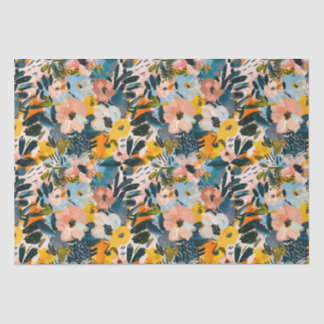 Stilvolles rosa und blaues Abstraktes Blumenmuster Seidenpapier