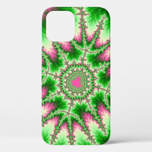 Stilvolles rosa und grünes Fraktal Case-Mate iPhone Hülle