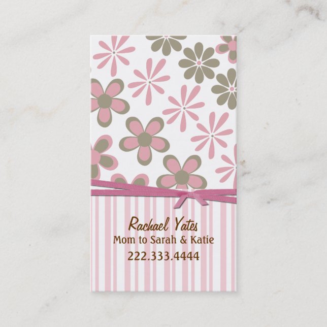 Stilvolles Rosa und kundenspezifische Mama-Karte Telefonnummerkarte (Vorderseite)