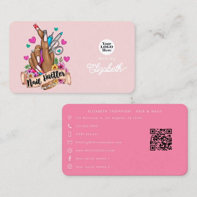 Stilvolles Rosa- und Türkisbraun-Branding Visitenkarte (Vorne/Hinten)