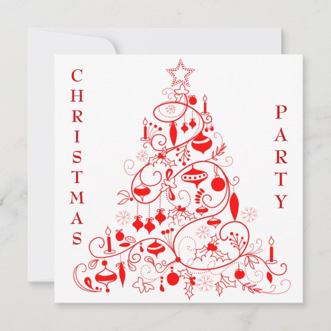 Stilvolles Rot-Weiß-Weihnachts-Party Einladung (Vorderseite)