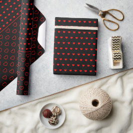 Stilvolles rotes Herz-Muster auf schwarzem Wrappin Geschenkpapier