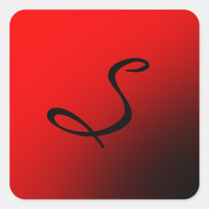 Stilvolles rotes schwarzes Monogramm Initial Profe Quadratischer Aufkleber