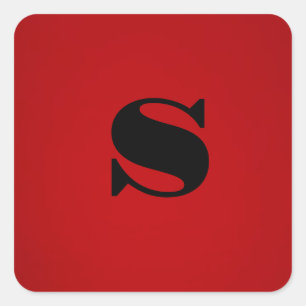 Stilvolles rotes schwarzes Monogramm Initial Profe Quadratischer Aufkleber