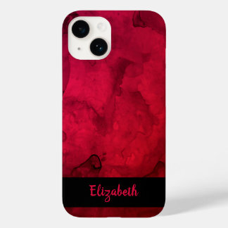 Stilvolles rotes Schwarzes Wasserfarbenmuster Pers Case-Mate iPhone 14 Hülle