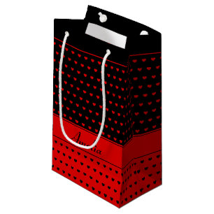 Stilvolles rotes und schwarzes Herzmuster, Individ Kleine Geschenktüte