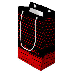 Stilvolles rotes und schwarzes Herzmuster, Individ Kleine Geschenktüte