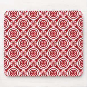 Stilvolles rotes und weißes geometrisches Muster Mousepad