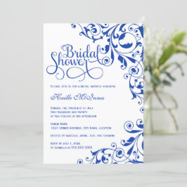 Stilvolles Royal Blue Wirbel Brautparty Einladung