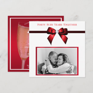 Stilvolles Ruby 40-jähriges Foto zum Hochzeitstag Einladung