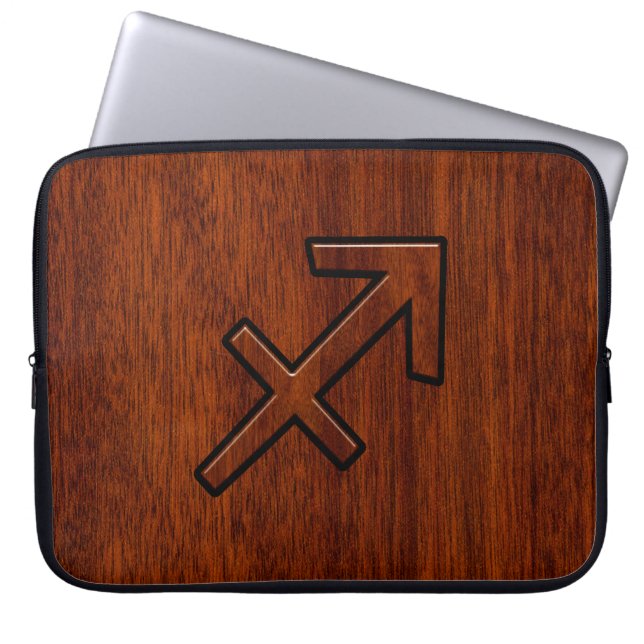 Stilvolles Sagittarius Zodiac-Zeichen im Mahagoni- Laptopschutzhülle (Vorderseite)