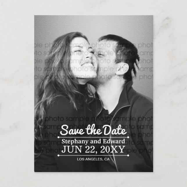 Stilvolles Save the Date Foto Postkarte (Vorderseite)