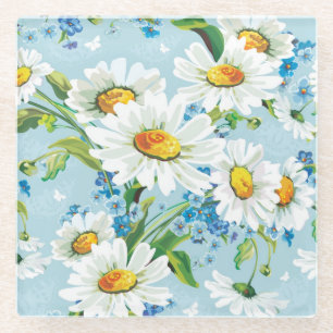 Stilvolles schönes helles Blumenmuster 2 Glasuntersetzer