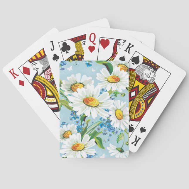 Stilvolles schönes helles Blumenmuster 2 Spielkarten (Rückseite)