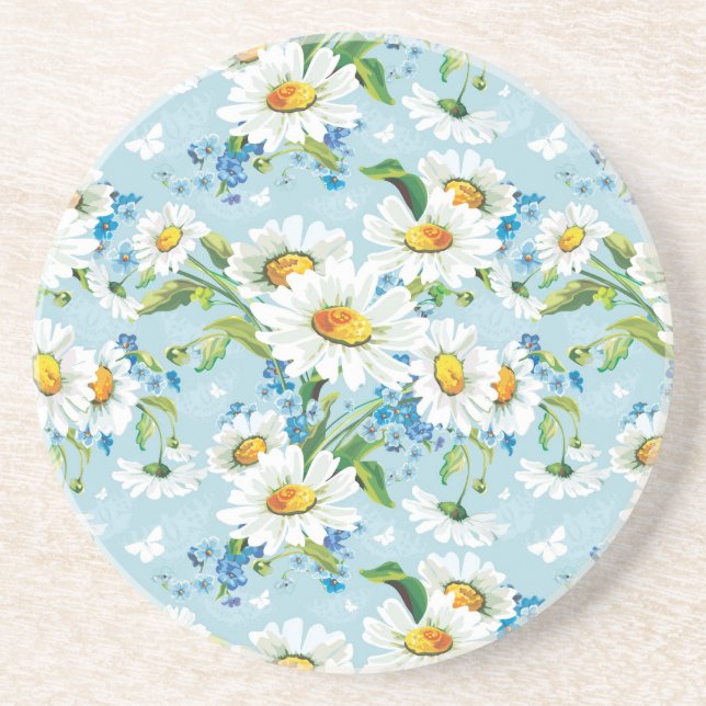 Stilvolles schönes helles Blumenmuster 2 Untersetzer (Vorne)