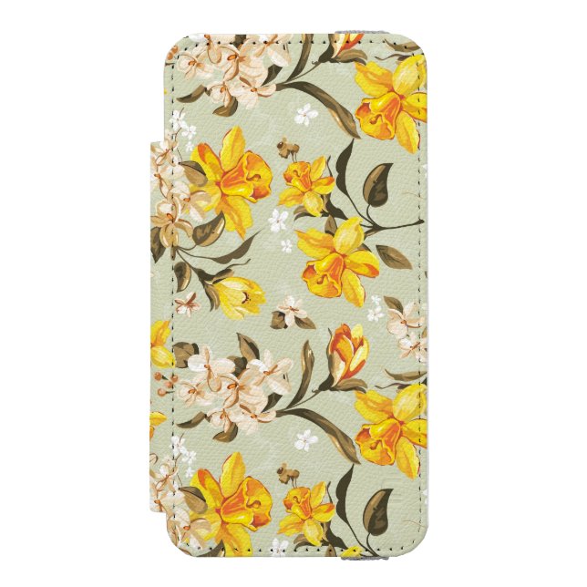 Stilvolles schönes helles Blumenmuster Incipio iPhone Geldbeutel-Hülle (Folio Vorderseite)