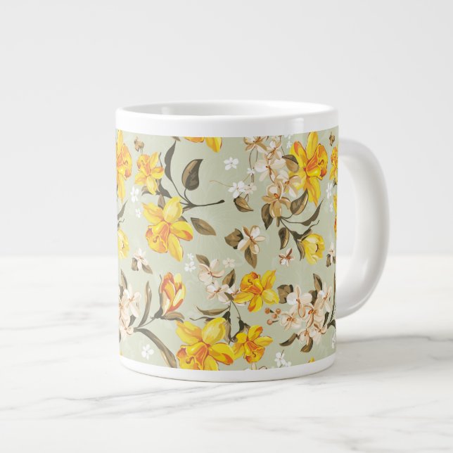 Stilvolles schönes helles Blumenmuster Jumbo-Tasse (Vorderseite Rechts)