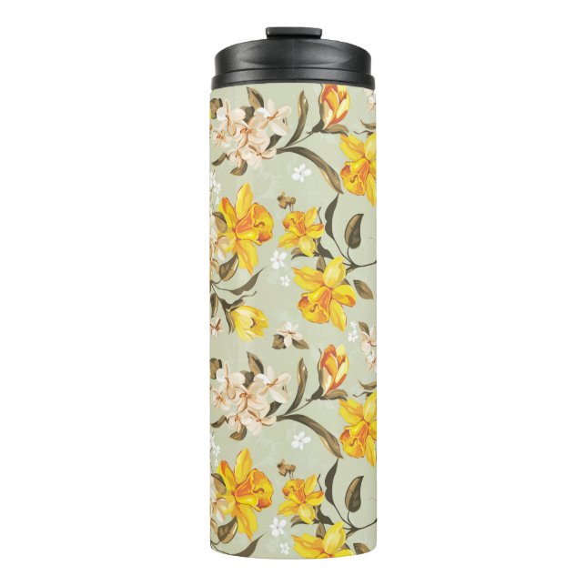 Stilvolles schönes helles Blumenmuster Thermosbecher (Vorderseite)