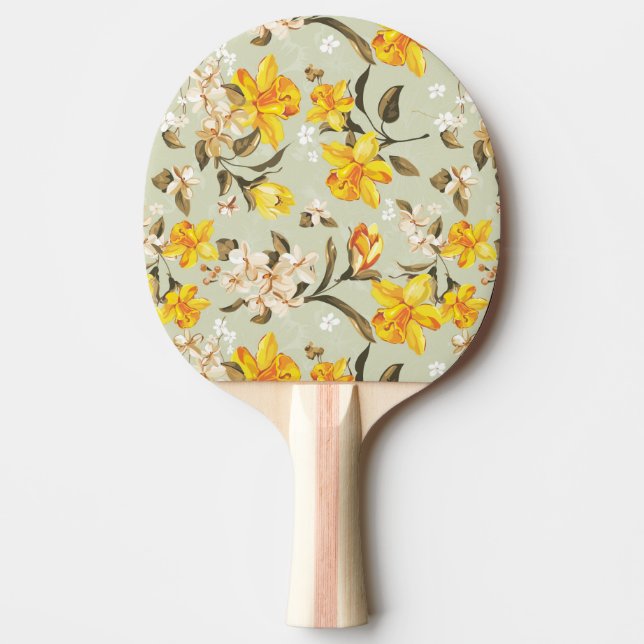 Stilvolles schönes helles Blumenmuster Tischtennis Schläger (Vorderseite)
