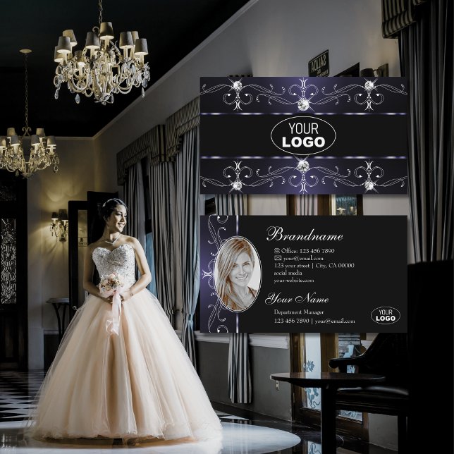 Stilvolles Schwarz Dunkel Blau Verziert Borders Lo Visitenkarte (Von Creator hochgeladen)