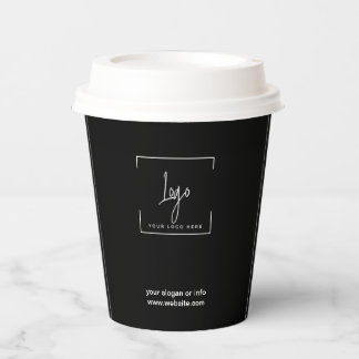 Stilvolles Schwarz-Minimalistisch-Business-Logo Pappbecher