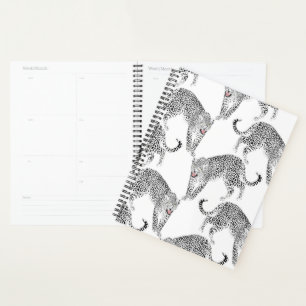 Stilvolles Schwarz/Rosa Leopard Weißes Design Planer