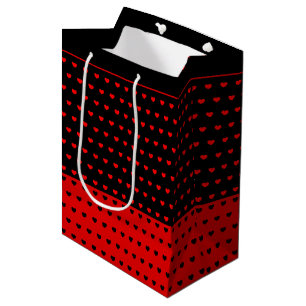 Stilvolles Schwarz-Rot-Herz-Muster, elegant Mittlere Geschenktüte