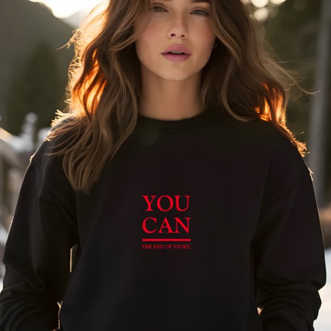 Stilvolles Schwarz: Rote Buchstaben drucken Frauen Sweatshirt (Stylish Black You Can Red Letters Print Women Sweatshirt)
