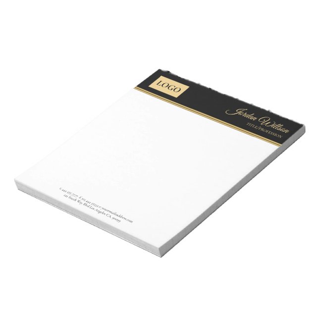 Stilvolles Schwarz und Golden Background Notizblock (Rotiert)