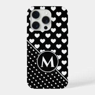 Stilvolles Schwarz-Weiß-Einzelstück mit Monogramm iPhone 15 Pro Hülle