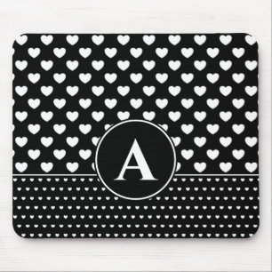 Stilvolles Schwarz-Weiß-Herz mit individuellem Mon Mousepad