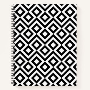 Stilvolles Schwarz/Weiß-Meander-Notebook Notizbuch