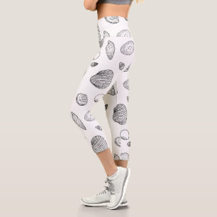 Stilvolles Schwarz-Weiß-Muster Capri Leggings