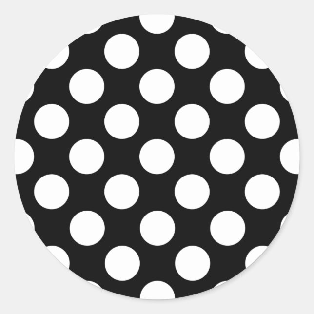 Stilvolles Schwarz-Weiß-Polka-Dots-Muster Runder Aufkleber (Vorderseite)