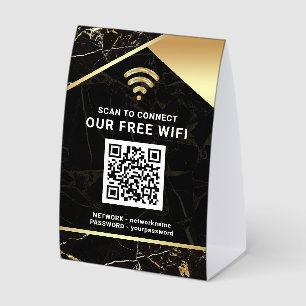 Stilvolles schwarzes QR-Code-Wifi-Netzwerk-Passwor Tischaufsteller